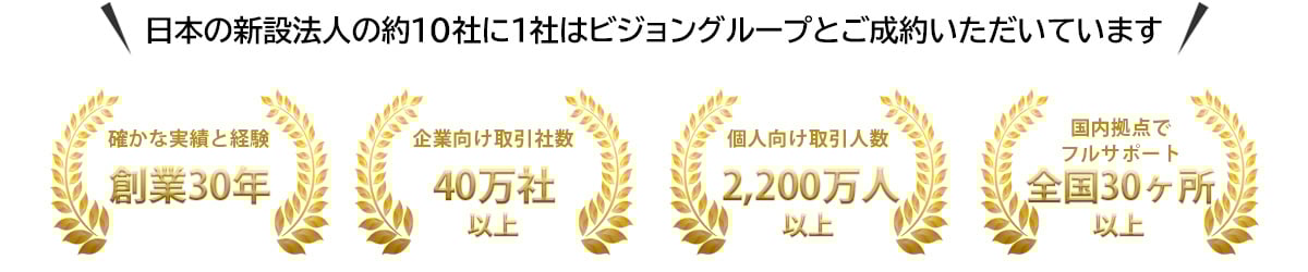 日本の新設法人の約10社に1社はビジョングループと成約