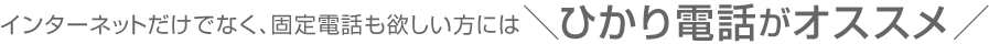 インターネットだけでなく、固定電話も欲しい方にオススメ！