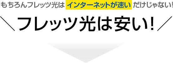 もちろんフレッツ光は「インターネットが速い」だけじゃない!\フレッツ光は安い!/ もちろんフレッツ光は「インターネットが速い」だけじゃない!\フレッツ光は安い!/