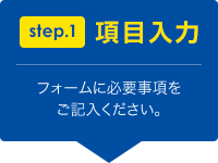STEP1.項目入力 フォームに必要事項をご記入ください。